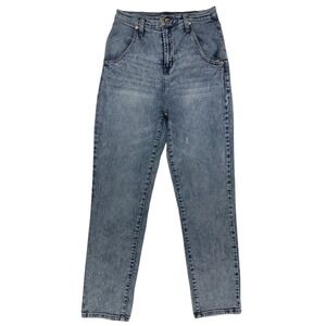 Fashion Nova Mom Jeans 7/28 Blue High Waisted Acid Wash 90s Streetwear Denim